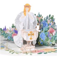Handmade 3D Pop Up Card Baptism Christening Angel Blessing Cross Holy Water New Baby Birth Congratulations Blank Celebrations